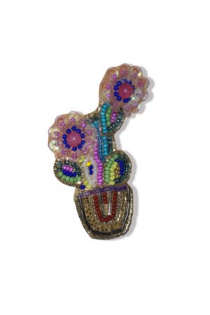 Cactus with Flowers Brooch Pin