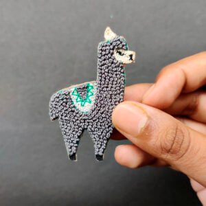Grey Llama Brooch Pin