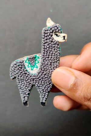 Grey Llama Brooch Pin