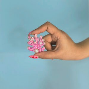 Pink sea weed Brooch Pin - Image 2