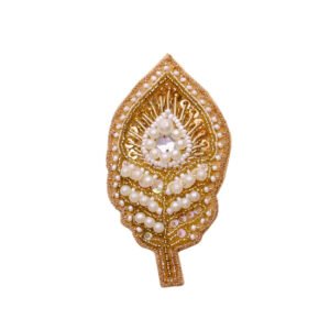 White And Gold Peacock Tail Pin - Image 4