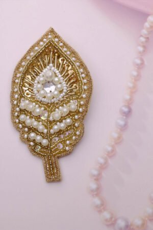 White And Gold Peacock Tail Pin