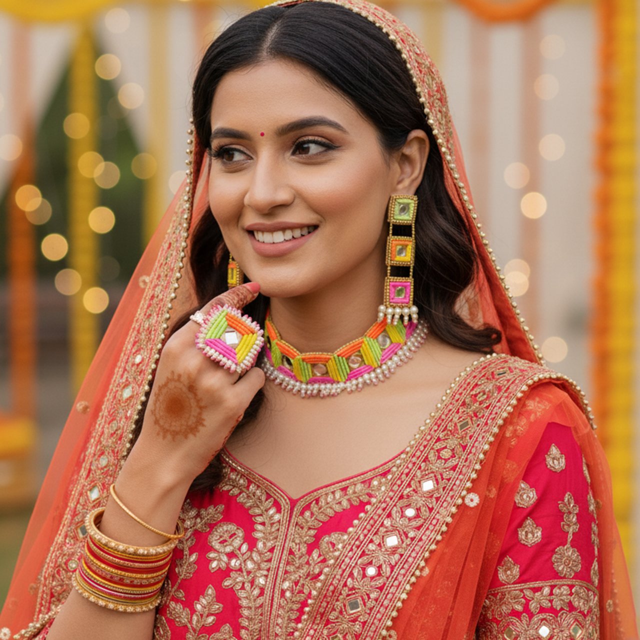 Triveni - Neckpiece, Earrings and Ring - Image 3