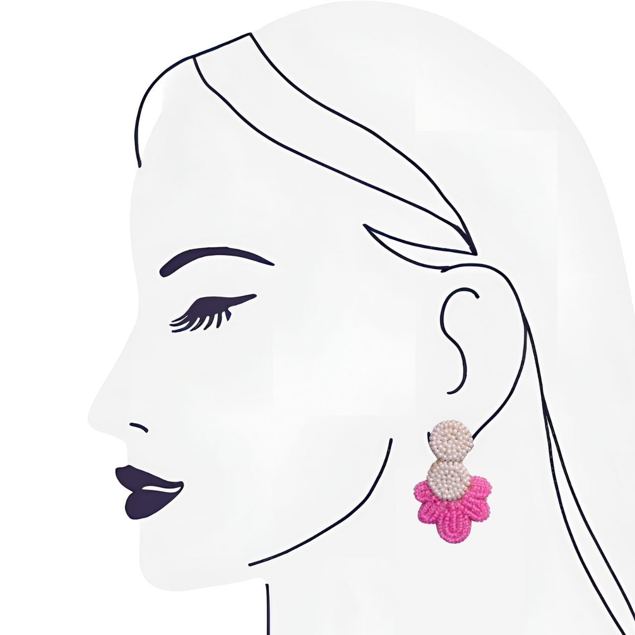 Pink White Stud Earring - Image 3