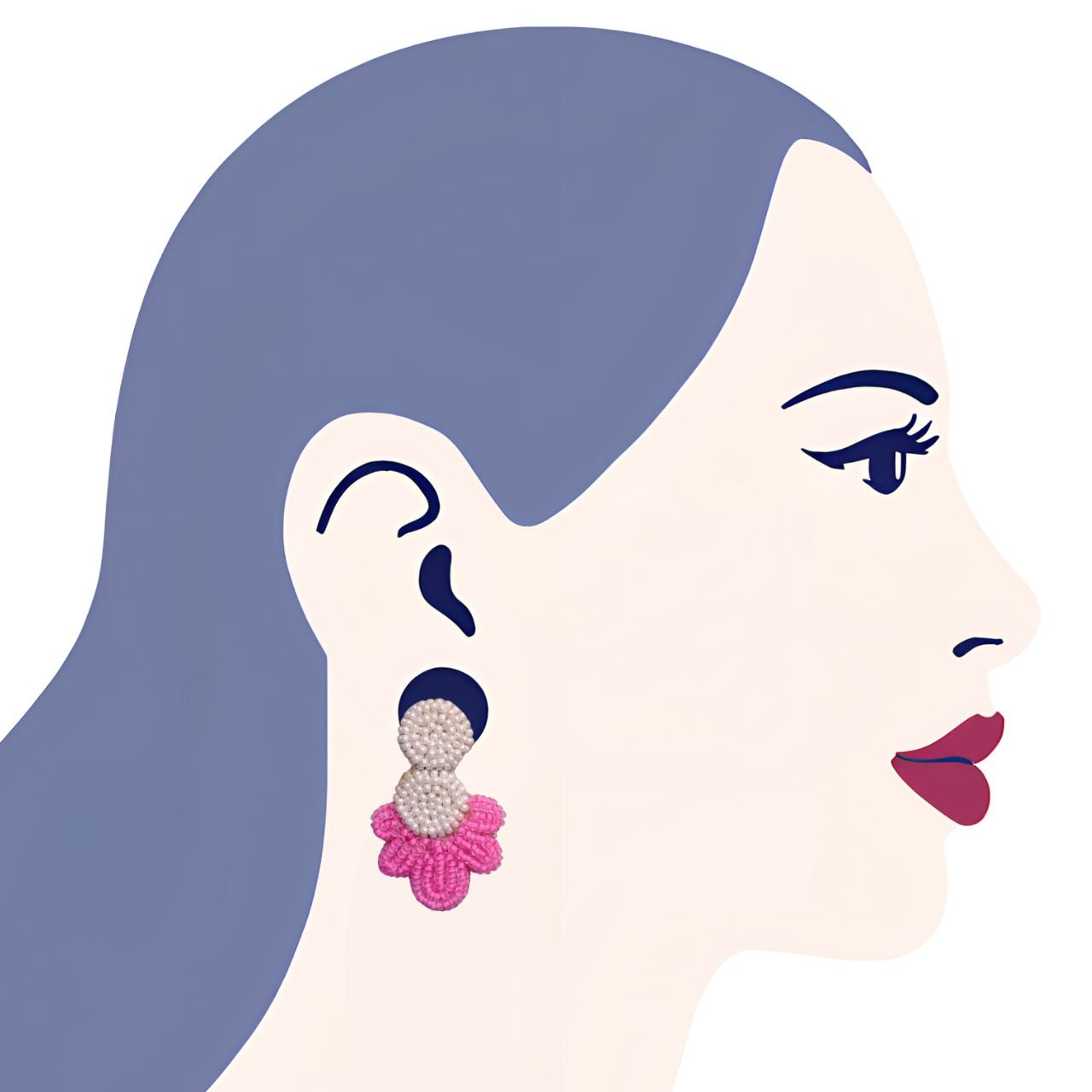 Pink White Stud Earring - Image 4