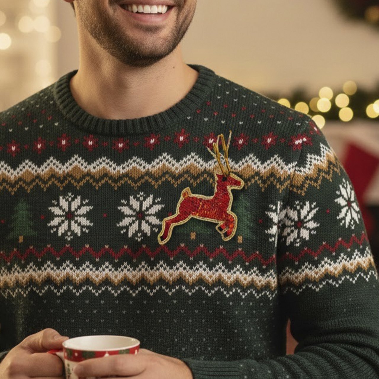 Christmas Red Reindeer Brooch - Image 4