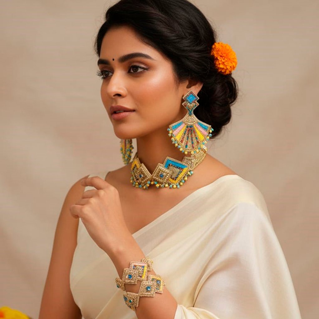 Saptapadi - Neckpiece, Earrings, Bracelets and Ring - Image 3