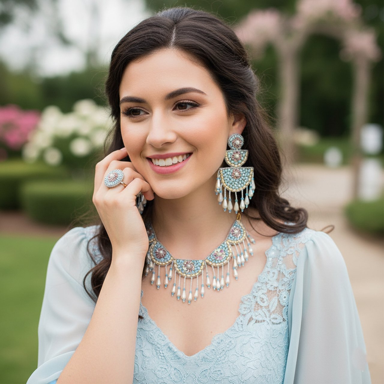 Vaanika - Neckpiece, Earrings and Ring - Image 4