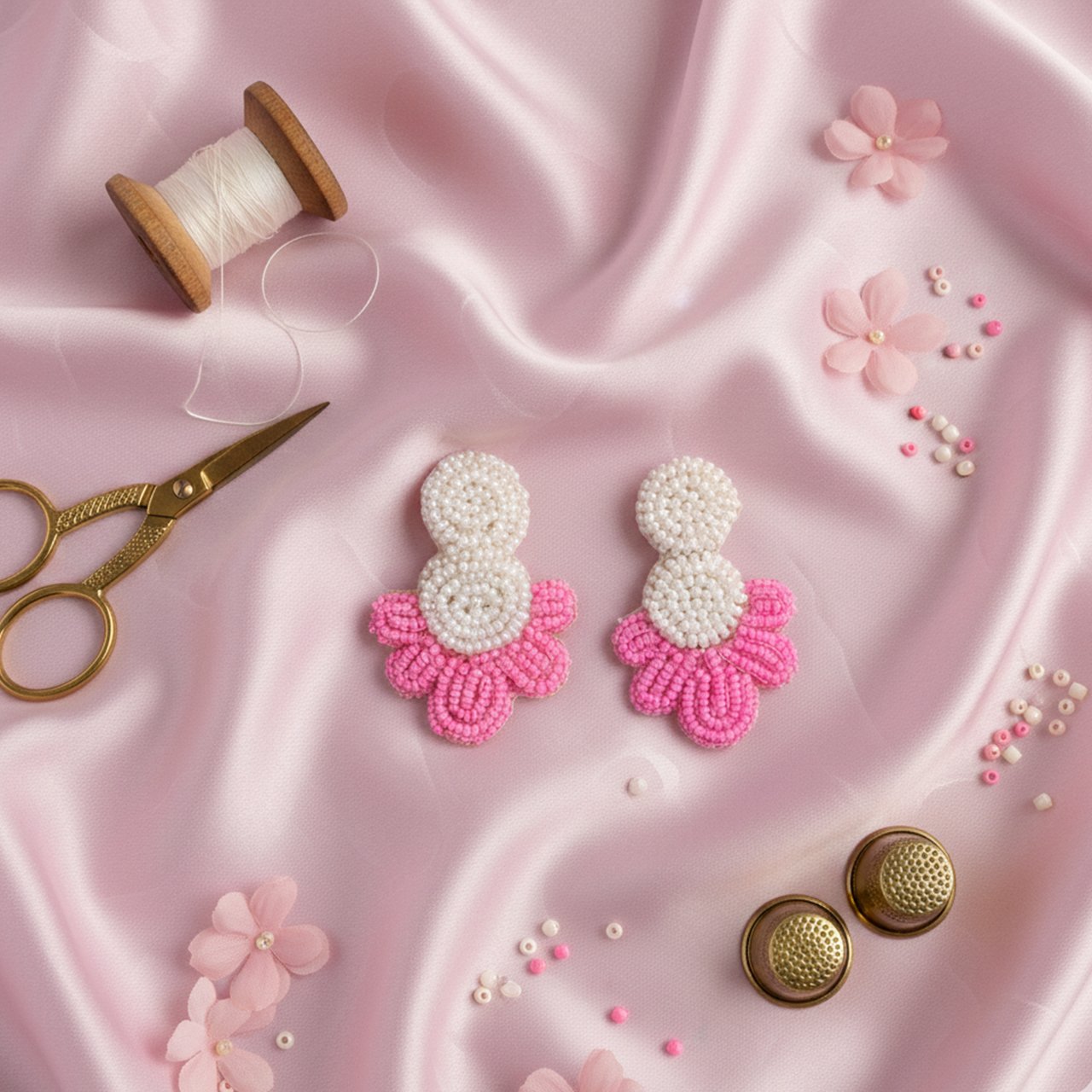 Pink White Stud Earring - Image 2