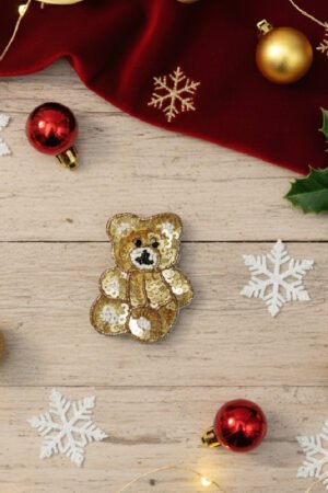 Golden Teddy Bear Brooch Pin