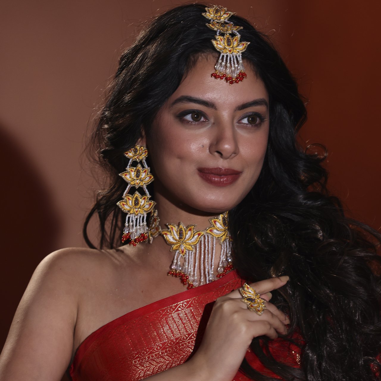 Navya Haar (Haldi) - Neckpiece, Earrings and Ring - Image 2