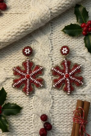 Red Snowflake Earrings