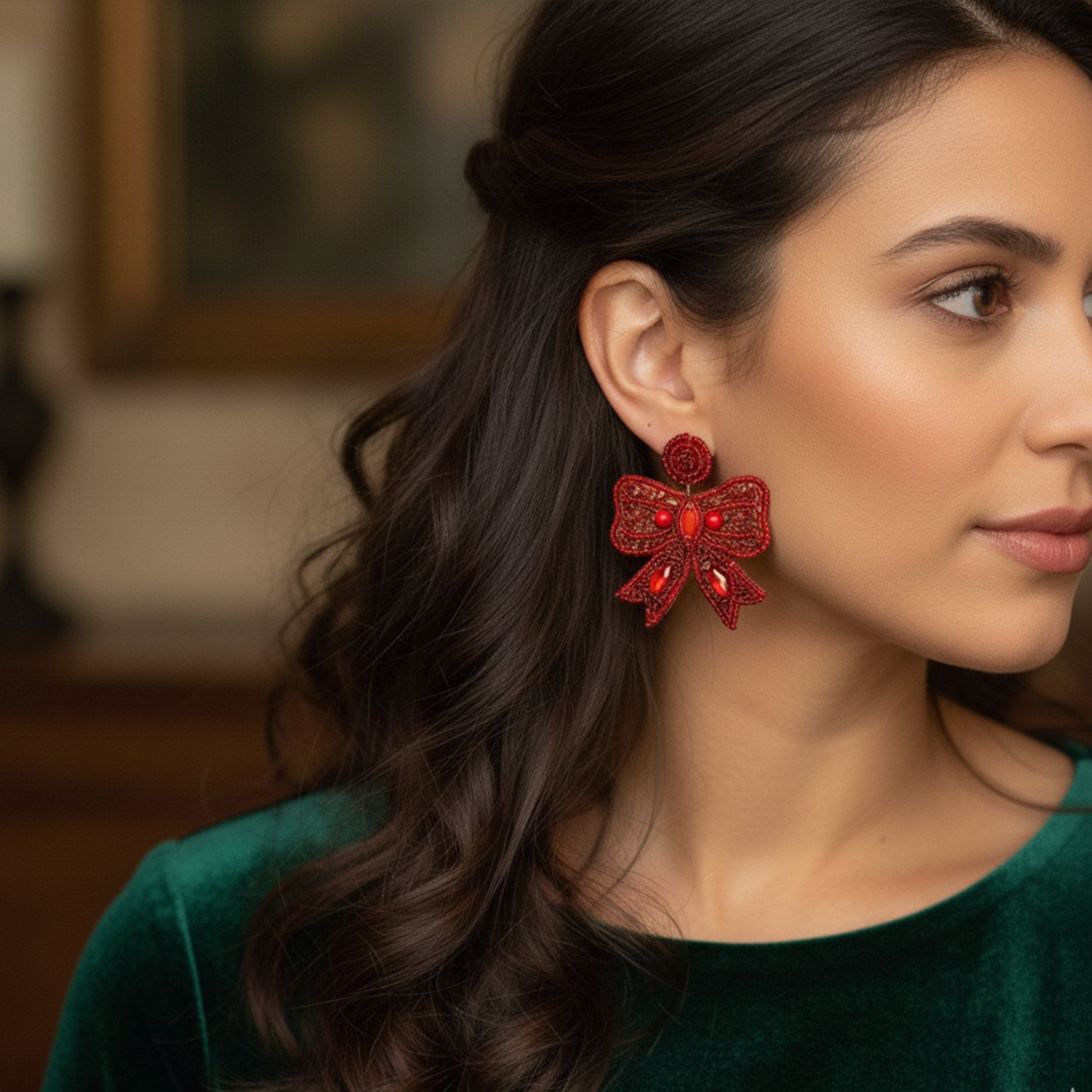 Christmas Bow Earrings - Image 3