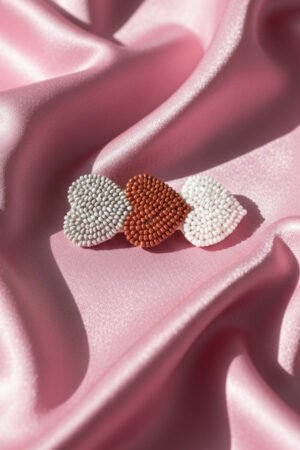 Triple Heart Hair Clip In Grey Brown And White