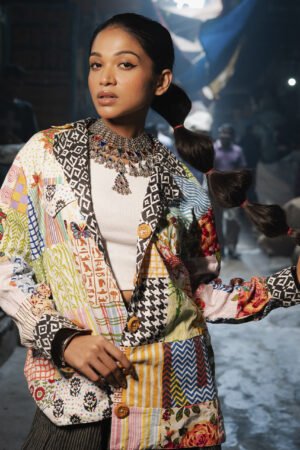 Block Printed Patch Work Cotton Summer Jacket.