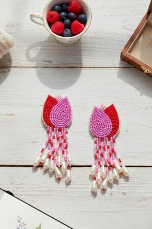 Pink & Red Tulip Earring