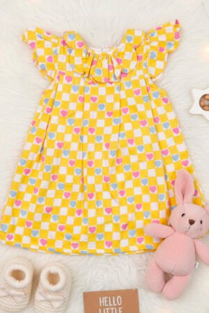 Yellow Half Sleeve Cotton Frock