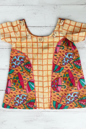 Half Sleeve Cotton Frock - Orange