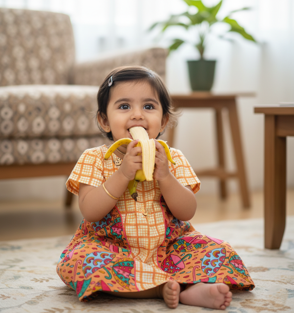 Half Sleeve Cotton Frock - Orange - Image 2